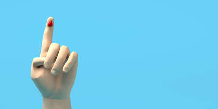 Finger with blood. World Diabetes Day. Copy space. 3D render.の写真素材