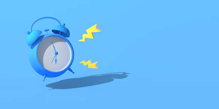 Alarm clock ringing in the morning. Copy space. 3D illustration.