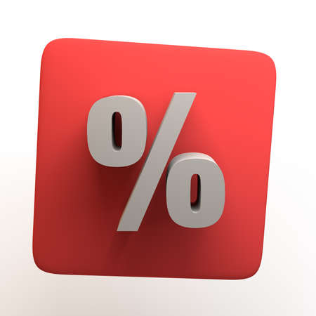 Shopping icon with discount symbol isolated on white background. App. 3D illustration.の写真素材