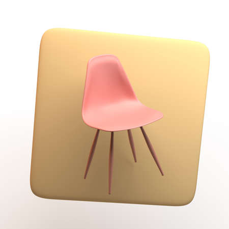 Furniture icon with chair isolated on white background. App. 3D illustration.の写真素材