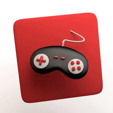 Gaming icon with game console controller isolated on white background. App. 3D illustration.