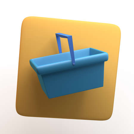 Shopping icon with shopping cart isolated on white background. App. 3D illustration.の写真素材