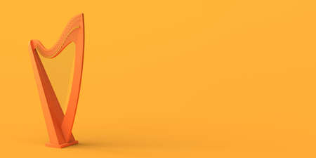 Harp on yellow background. Copy space. 3D illustration.の写真素材