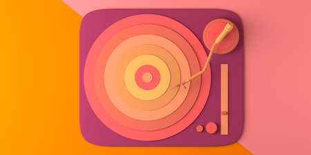 Music concept. Vinyl record from above. Copy space. 3D illustration.