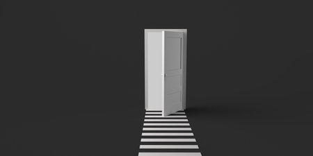 Open door with crosswalk. Copy space. 3D Illustration.の写真素材