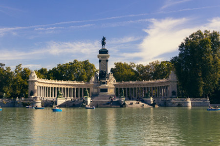 Madrid, Spain; October 18, 2021: Monument of Alfonso XII in the Retiro Park in Madrid. Selective focus.のeditorial素材