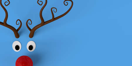 Christmas toy abstract reindeer banner. Copy space. 3d illustration.の写真素材