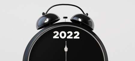 Alarm clock marking the new year 2022. 3d illustration.の写真素材