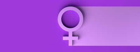 Purple background with female symbol and copy space. International Day for the Elimination of Violence against Women. November 25. Feminism. 3d illustration. Women's Day, March 8.の写真素材
