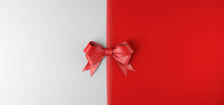 Background with minimal gift ribbon. 3D illustration. Copy space.