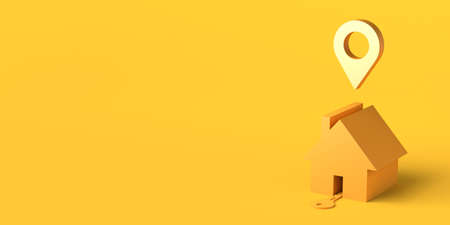 House location concept with locator mark. 3D illustration. Copy space.の写真素材