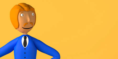 Portrait of businessman looking at the horizon. Copyspace. 3D illustration. Cartoon.の写真素材