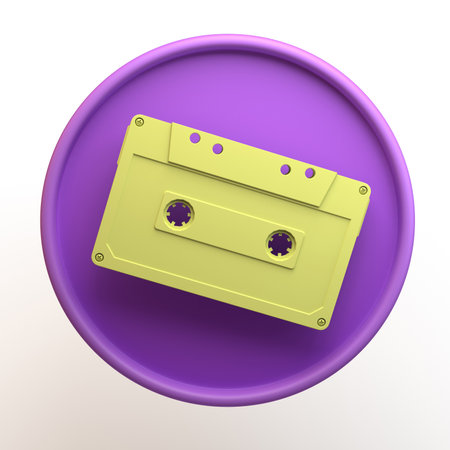 Music icon with cassette on isolated white background. 3D illustration. App.の写真素材