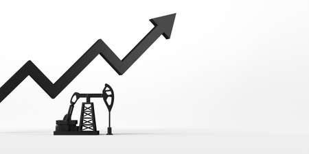 Oil price increase with oil pump on white background. Market volatility instability. 3D...