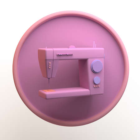 Sew machine icon on isolated white background. 3D illustration. App. Fashion designer icon.の写真素材