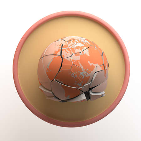 Environment icon with broken planet isolated on white background. App. 3D illustration.