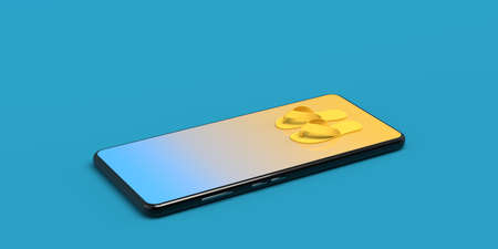 Summer vacation concept with smartphone and flip-flops. Book online. Copyspace. 3D illustration.の写真素材