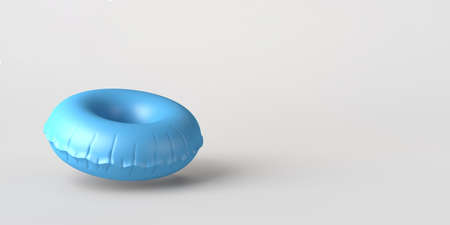 Summer concept with inflatable ring float. Copyspace. 3D illustration.