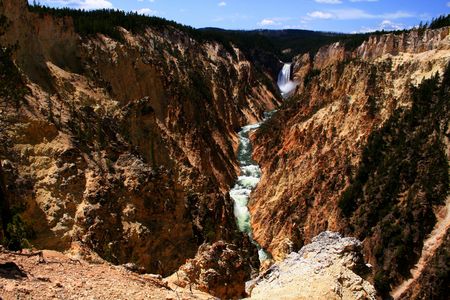 Yellowstone river runs through Yellowstone National Park, Wyomingの写真素材