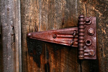 Rusty hinge on old door on old Idaho Barnの写真素材