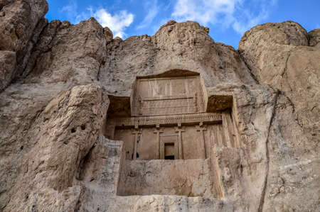The tomb of Artaxerxes I, the fifth King of Kings of the Achaemenid empire, located at the Naqsh-e Rostam ancient necropolis near Persepolis in Iranのeditorial素材