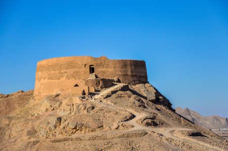 Yazd, Iran - December 5, 2015: Dakhme, or a Tower of Silence, traditional Zoroastrian burial grounds in Yazd, Iranのeditorial素材