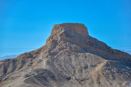 Yazd, Iran - December 5, 2015: Dakhme, or a Tower of Silence, burial site of Zoroastrians of ancient Persia, located outside the city of Yazd in Iranのeditorial素材