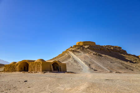 Yazd, Iran - December 5, 2015: Ancient burial grounds of the Zoroastrians in Iran. They are called Tower of Silence.のeditorial素材