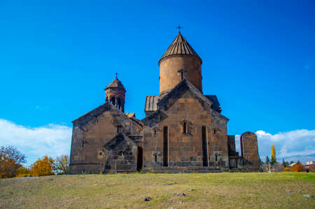 Beautiful medieval Armenian Christian monastery of Saghmosavank in Aragatsotn province of Armeniaの写真素材
