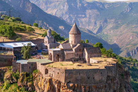 Tatev monastery and fortification walls, Tatev village, Armeniaの写真素材