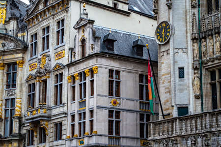 Brussels, Belgium - July 13, 2019: Architecture details of building located around the Grand Place square of Brussels, Belgiumのeditorial素材