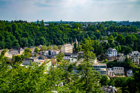 Luxembourg city, Luxembourg - July 15, 2019: A beautiful aerial view of Luxembourg city in Europe on a sunny summer dayのeditorial素材