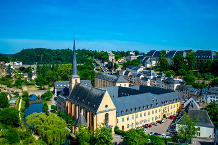 Luxembourg city, Luxembourg - July 16, 2019: Cityscape of Luxembourg Old Town in Europeのeditorial素材