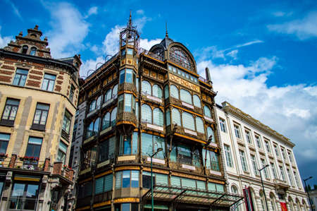 Brussels, Belgium - July 13, 2019: Famous landmark of Brussels, the Museum of Musical Instruments, located in the former Old England department storeのeditorial素材