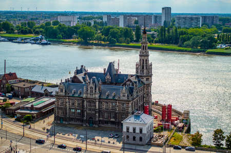 Antwerp, Belgium - July 12, 2019: Aerial view of the Pilotage building in Antwerp, Belgiumのeditorial素材