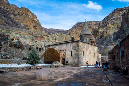 Geghard, Armenia - January 17, 2021: Geghard monastery in Kotayk province of Armeniaのeditorial素材