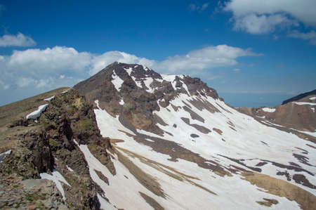 Scenic view of the western peak of mount Aragats from its southern peakの写真素材