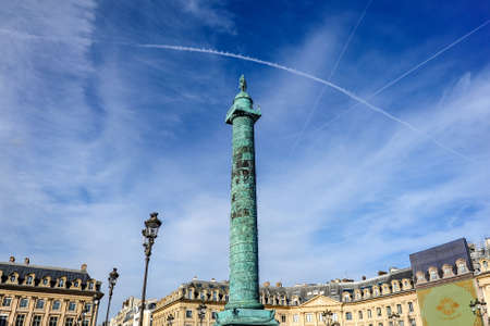 Paris, France - July 19, 2019: Vendome column by Napoleon at the Place Vendome in Paris, Franceのeditorial素材