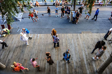 Paris, France - July 20, 2019: People dancing in public on the bank of Seine river in Paris, Franceのeditorial素材