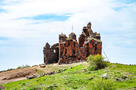 Ruins of the Amenaprkich (All Savior) Armenian apostolic church at the Havuts Tar monastery in Armeniaの写真素材