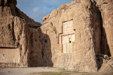 Tomb of Xerxes the Great, King of Kings of Achaemenid empire in ancient Persia, located in the Naqsh-e Rostam necropolis in Iranの写真素材