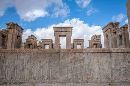 Tachara palace at the ruins of Persepolis, the ancient ceremonial capital of the Persian Achaemenid empire near Shiraz, Iranの写真素材