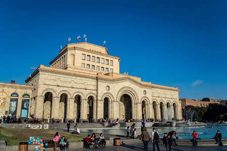 Yerevan, Armenia - October 31, 2019: History Museum and National Gallery of Armenia on Republic Square in Yerevanのeditorial素材