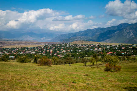 Scenic view of the village of Dsegh overlooking Debed canyon in Armeniaの写真素材