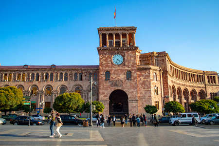 Yerevan, Armenia - October 31, 2019: Republic square, the central square of Yerevan in Armeniaのeditorial素材
