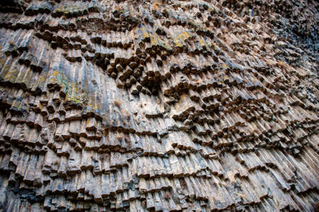 Beautiful basalt columns of the Symphony of Stones natural monument in Garni village, Armeniaの写真素材