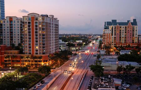 Cityscape at Dusk in Fort Lauderdale, Florida.の写真素材