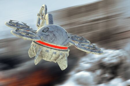 Unmanned Aerial Vehicle drone in flightの写真素材