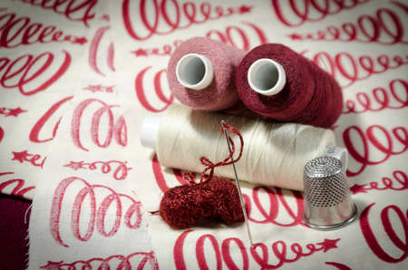 colorful thread in different positions use for sewing