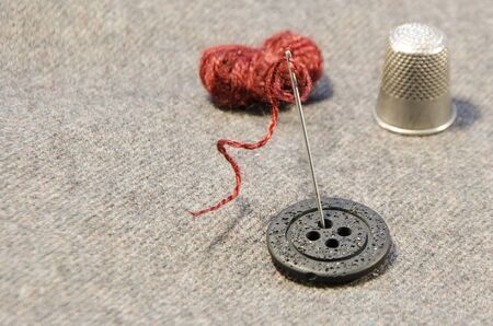 colorful thread in different positions use for sewingの写真素材